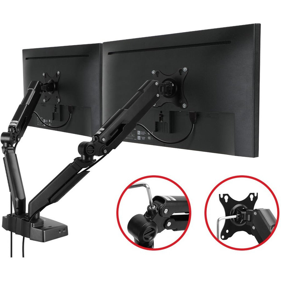 SIIG Full function Dual 4K Hybrid Video Docking Station & PD with Gas Spring Monitor Desk Arm Mount - 17" to 32" CE-MTDK01-S1