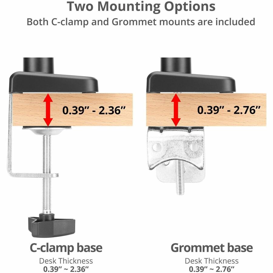 SIIG Dual Monitor Gas Spring Arm Desk Mount - 13" to 32" - Max Load 22 lbs - VESA 75/100mm CE-MT3Y11-S1