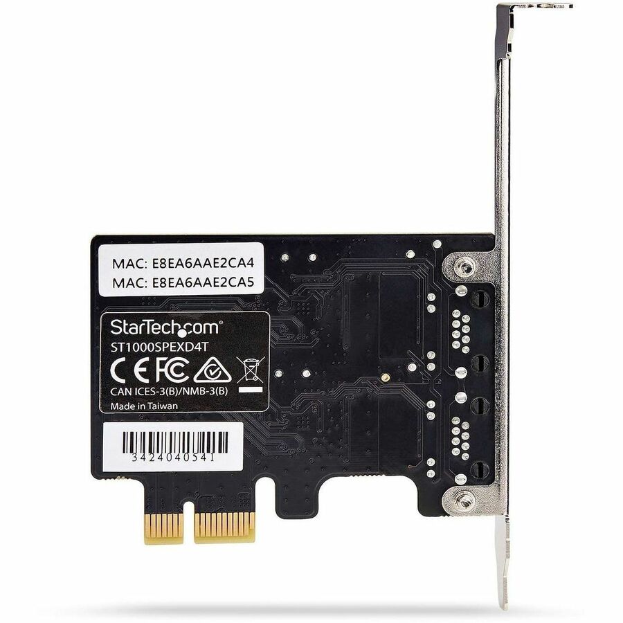 StarTech.com 2-Port Gigabit PCIe Network Adapter Card, 10/100/1000Mbps PCI Express NIC, Dual Realtek RTL8111H, TAA Compliant ST1000SPEXD4T