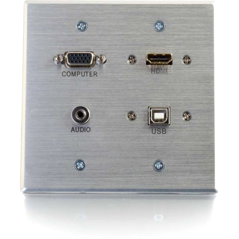 C2G HDMI, VGA, 3.5mm Audio and USB Pass Through Wall Plate - Double Gang 39703