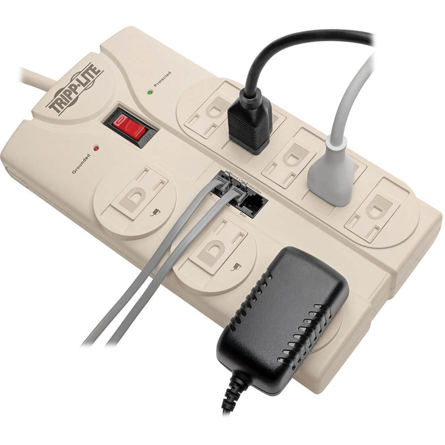 Tripp Lite by Eaton Protect It! 8-Outlet Computer Surge Protector, 8 ft. (2.43 m) Cord, 2160 Joules, Tel/Modem/Fax Protection TLP808TEL