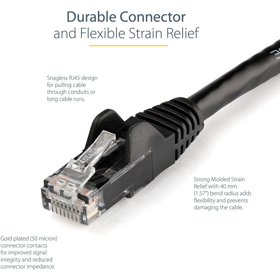 StarTech.com 100ft CAT6 Ethernet Cable - Black Snagless Gigabit - 100W PoE UTP 650MHz Category 6 Patch Cord UL Certified Wiring/TIA N6PATCH100BK