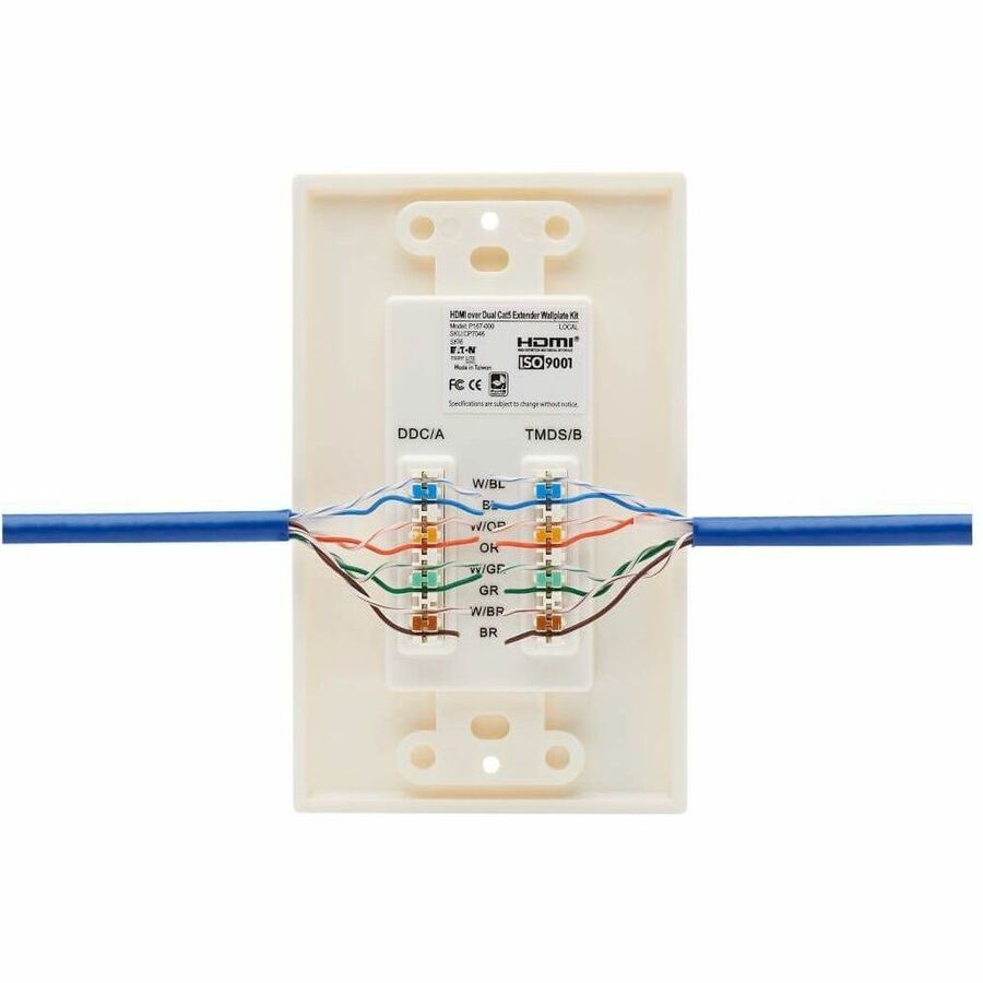 Eaton Tripp Lite Series HDMI over Dual Cat5/Cat6 Extender Wall Plate Kit with Transmitter and Receiver, TAA P167-000