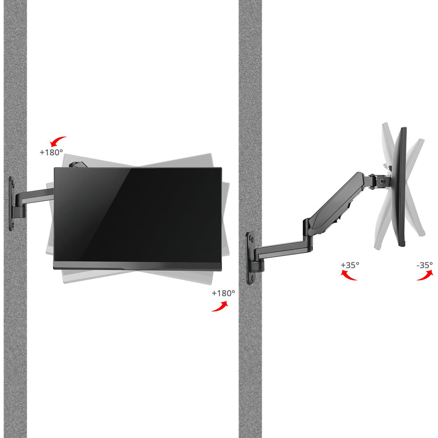 High Premium Aluminum Gas Spring Wall Mount - Single Monitor 17" to 34" - weight up to 19.8 lbs CE-MT2L12-S1