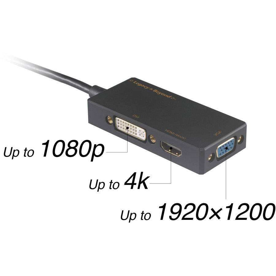 SIIG Mini DisplayPort to 4K HDMI/DVI/VGA 3-in-1 Adapter LB-CD0014-S1