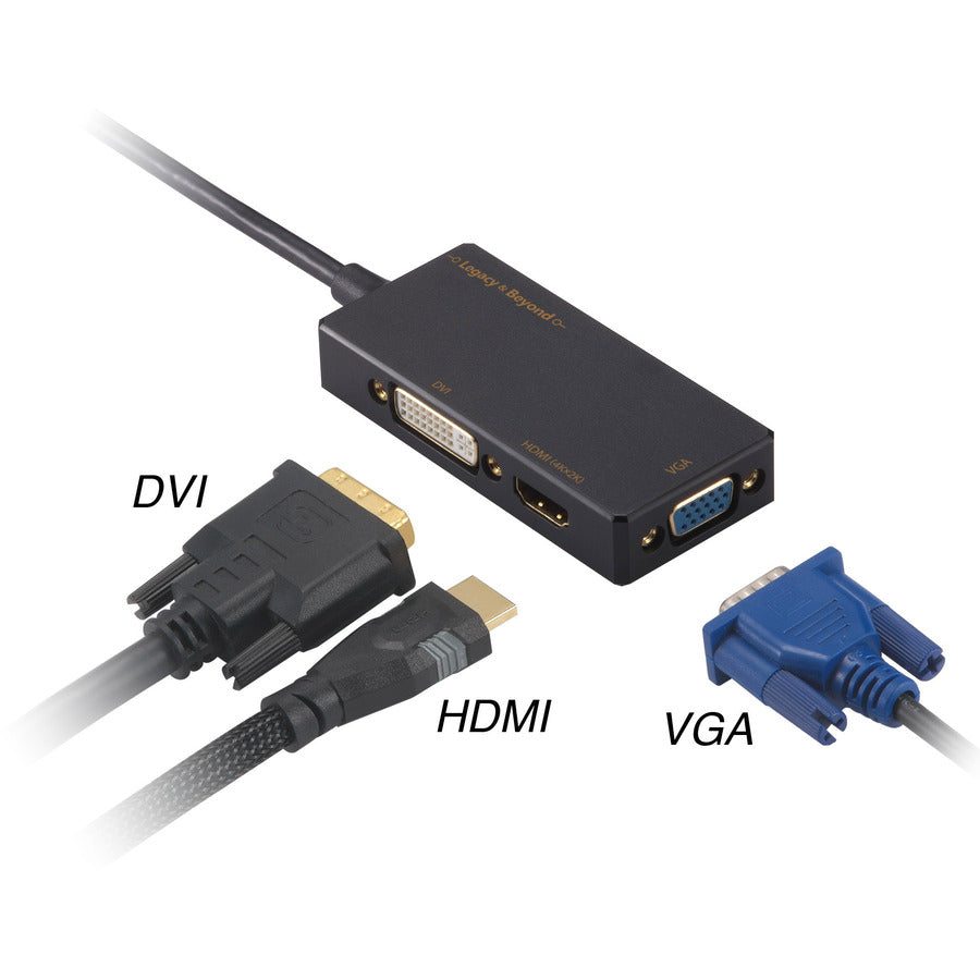 SIIG Mini DisplayPort to 4K HDMI/DVI/VGA 3-in-1 Adapter LB-CD0014-S1