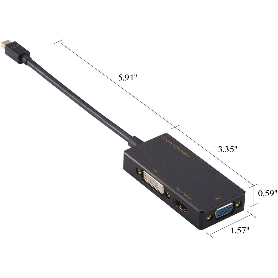SIIG Mini DisplayPort to 4K HDMI/DVI/VGA 3-in-1 Adapter LB-CD0014-S1