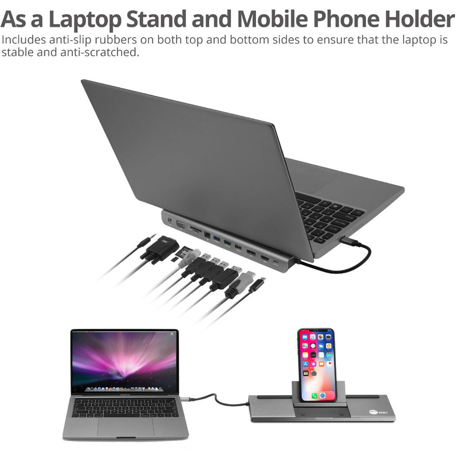SIIG Aluminum USB-C MST Video Docking Station with 100W PD JU-DK0E11-S1