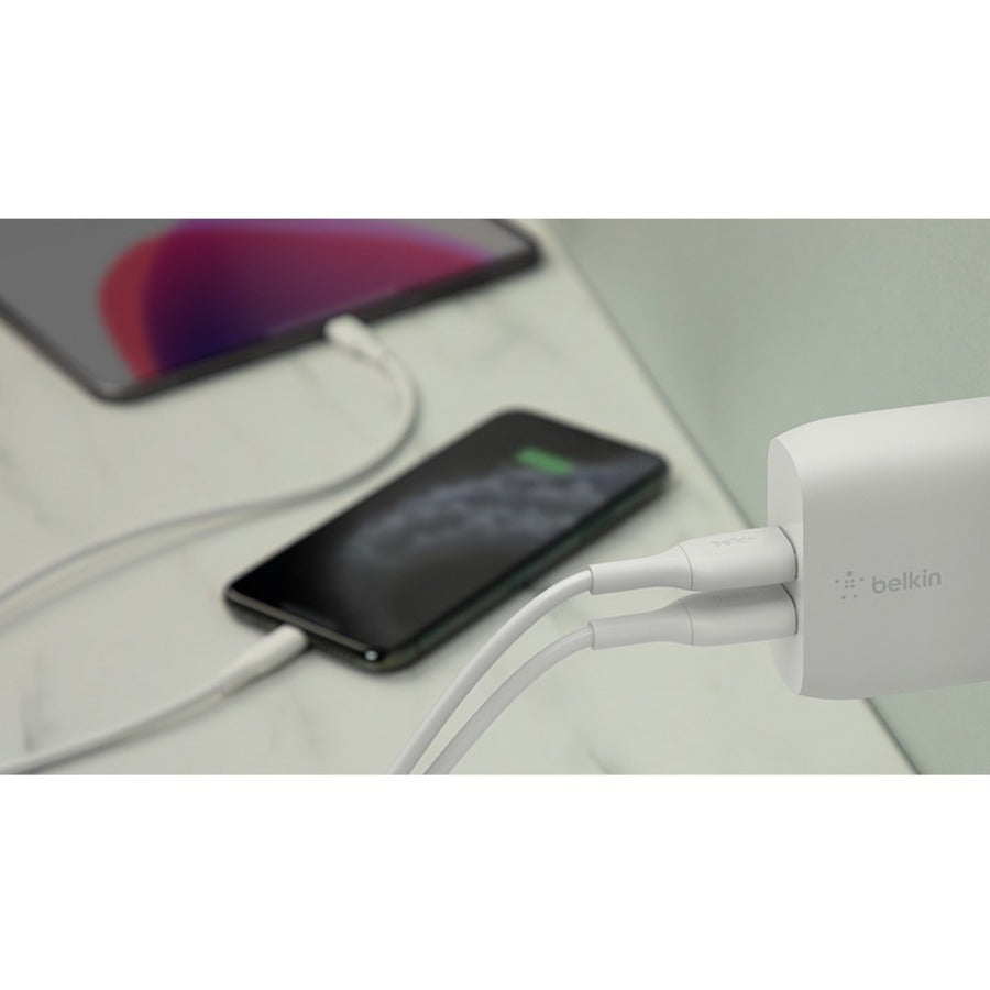 Belkin BoostCharge Dual USB-A Wall Charger 24W (Lightning to USB-A Cable included) - Power Adapter WCD001DQ1MWH