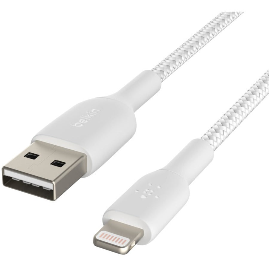Belkin Braided Lightning to USB-A Cable (1m / 3.3ft, White) CAA002BT1MWH