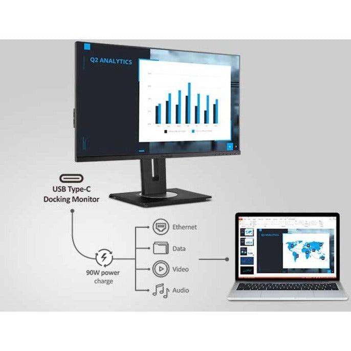 ViewSonic VG3456 34 Inch 21:9 1440p Monitor with Ergonomics Design, USB C, FreeSync, Docking Built-In, Gigabit Ethernet RJ45 for Home and Office VG3456