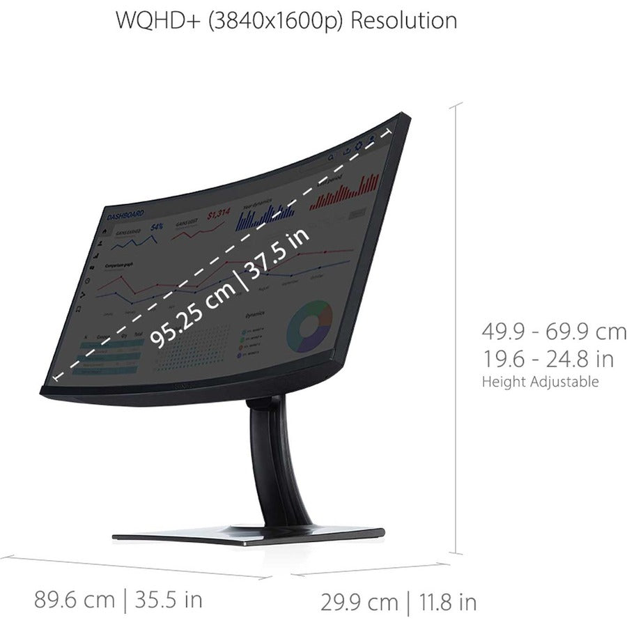 ViewSonic VP3881A 38-Inch IPS WQHD+ Curved 21:9 Monitor with 100% sRGB Rec 709, Eye Care, HDR10 Support, 90W USB C, HDMI, USB, DisplayPort for Professional Home and Office VP3881a