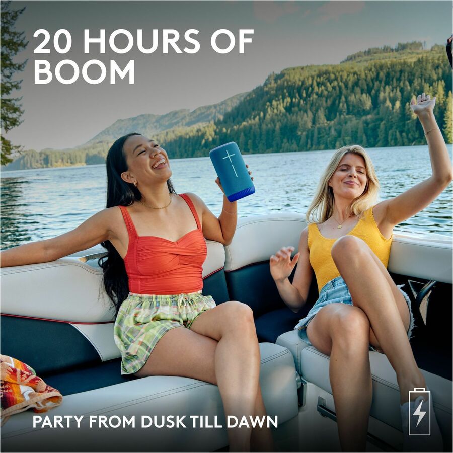 ULTIMATE EARS EVERBOOM Wireless Bluetooth Portable Speaker, Big Bass and Immersive 360-Degree Sound, Floatable Waterproof Speaker IP67, up to 20-Hour Battery and 180 ft (55 m) Range, Blue 984-001923