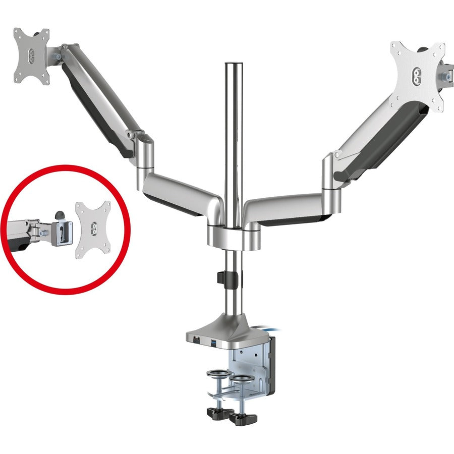 SIIG Dual Monitor Gas Spring Desk Mount with USB Port - 17" to 32" CE-MT2X11-S1
