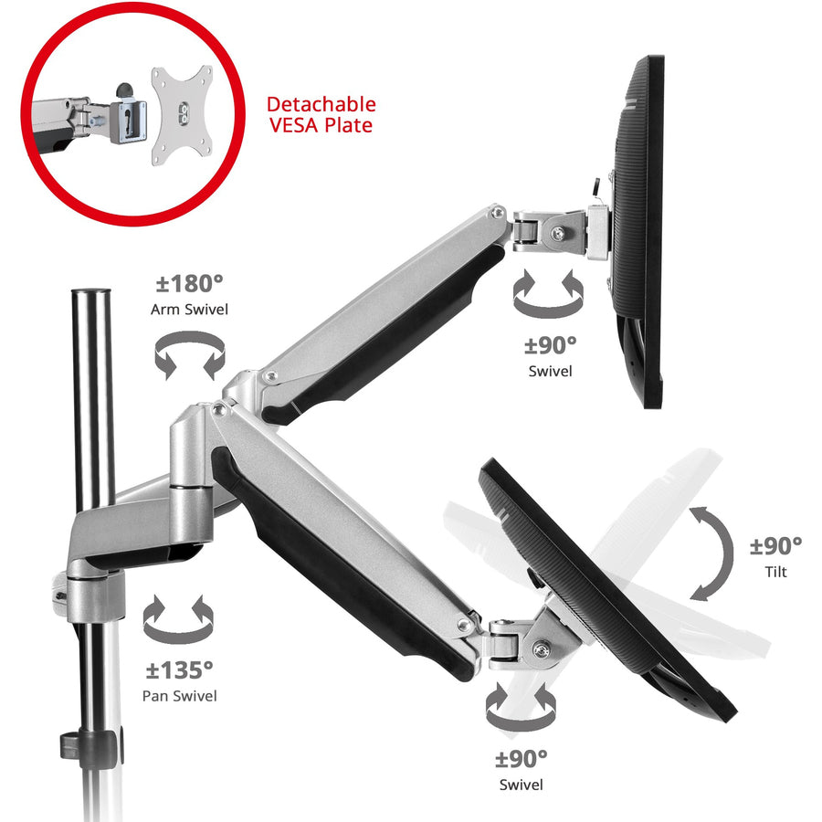 SIIG Dual Monitor Gas Spring Desk Mount with USB Port - 17" to 32" CE-MT2X11-S1