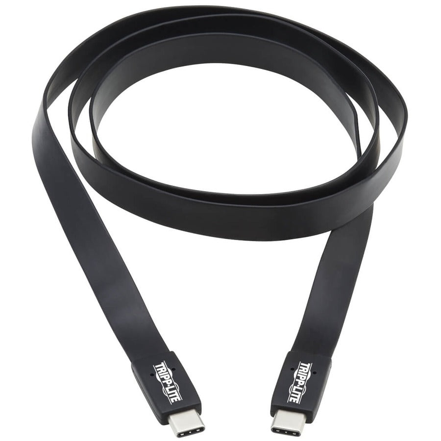 Tripp Lite by Eaton USB-C Flat Cable (M/M) - USB 3.2 Gen 2 (10 Gbps), 5A (100W) Rating, Thunderbolt 3 Compatible, 16 in. (40.6 cm) U420-16N-G25AFL