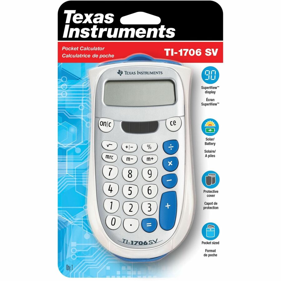 Texas Instruments TI-1706 SV Simple Calculator 1706SV/TBL/2L1