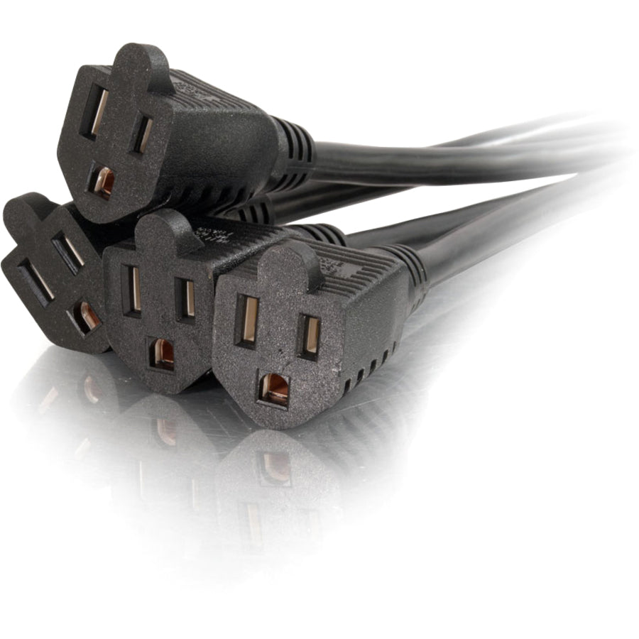 C2G 6ft 16 AWG 1-to-4 Power Cord Splitter (1 NEMA 5-15P to 4 NEMA 5-15R) 29808