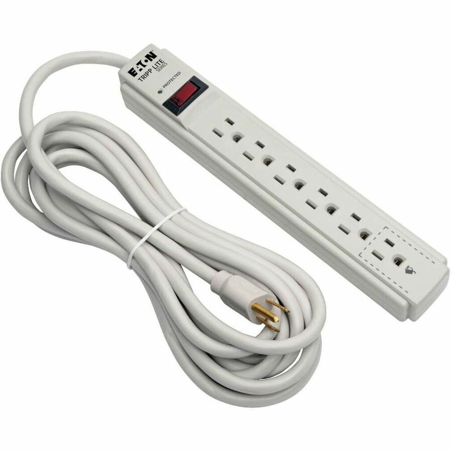 Eaton Tripp Lite Series Protect It! 6-Outlet Surge Protector, 15 ft. Cord, 790 Joules, Diagnostic LED, Light Gray Housing TLP615