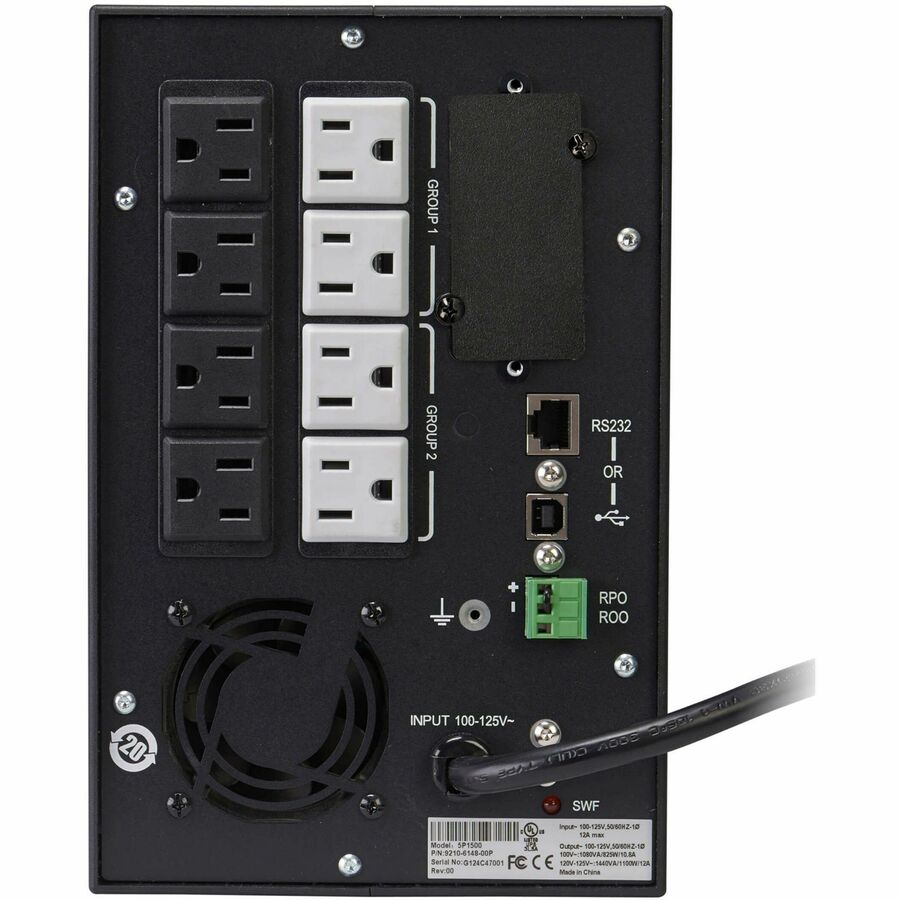 Eaton 5P 1440VA 1100W 120V Line-Interactive UPS, 5-15P, 8x 5-15R Outlets, True Sine Wave, Cybersecure Network Card Option, Tower - Battery Backup 5P1500