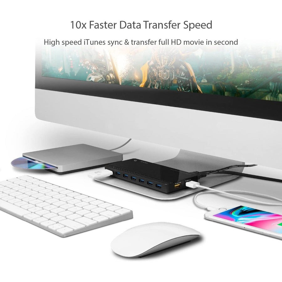 TP-Link UH720 - Powered USB Hub 3.0 with 7 USB 3.0 Data Ports and 2 Smart Charging USB Ports UH720