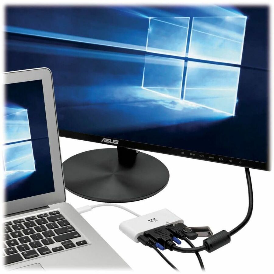 Eaton Tripp Lite Series USB-C Multiport Adapter, DVI, USB 3.x (5Gbps) Hub Port, Gbe and PD Charging, White U444-06N-DGU-C
