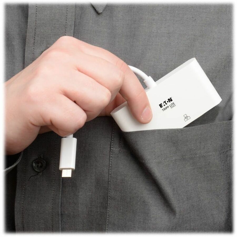 Eaton Tripp Lite Series USB-C Multiport Adapter, DVI, USB 3.x (5Gbps) Hub Port, Gbe and PD Charging, White U444-06N-DGU-C