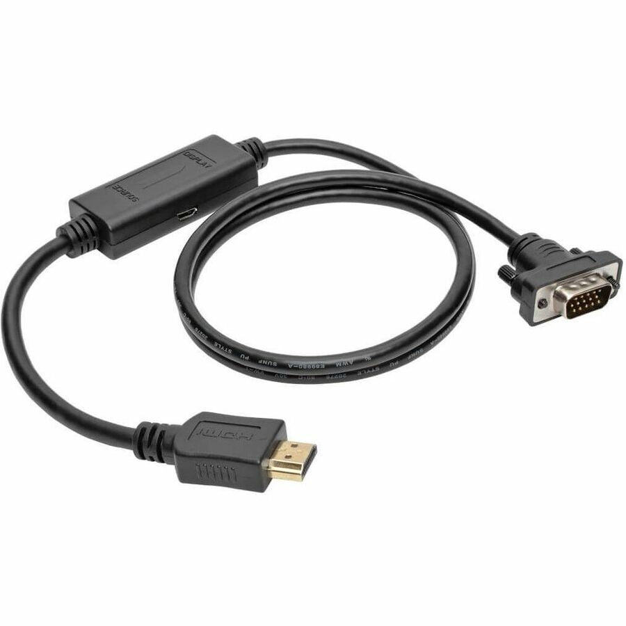 Eaton Tripp Lite Series HDMI to VGA Active Adapter Cable (HDMI to Low-Profile HD15 M/M), 3 ft. (0.9 m), TAA P566-003-VGA