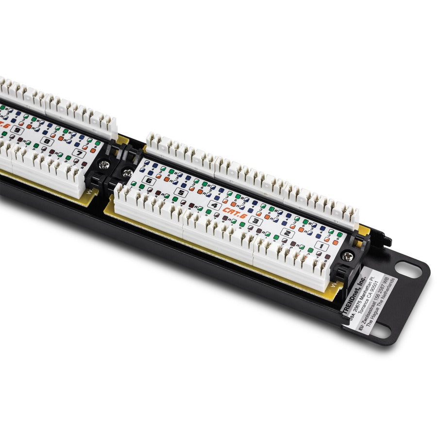 TRENDnet 24-Port Cat6 Unshielded Patch Panel, Wallmount or Rackmount, Compatible with Cat3,4,5,5e,6 Cabling, For Ethernet, Fast Ethernet, Gigabit Applications, Black, TC-P24C6 TC-P24C6