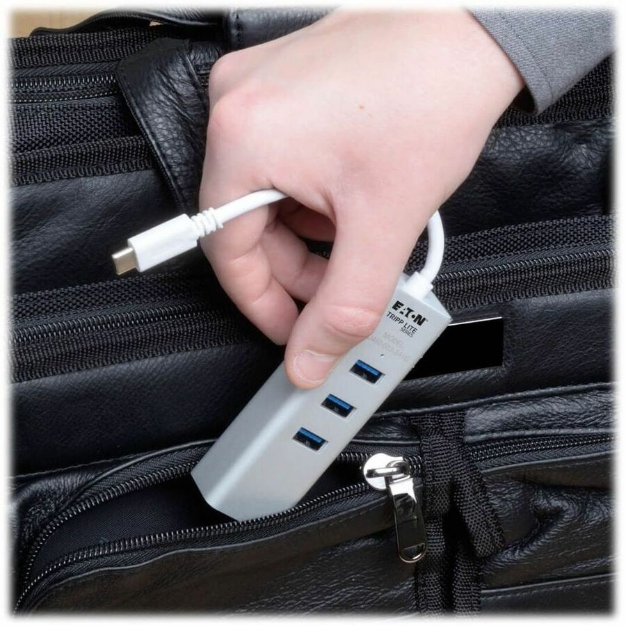 Eaton Tripp Lite Series 3-Port USB 3.x (5Gbps) Hub with LAN Port, USB-C to 3x USB-A Ports and Gigabit Ethernet, Silver U460-003-3A1G