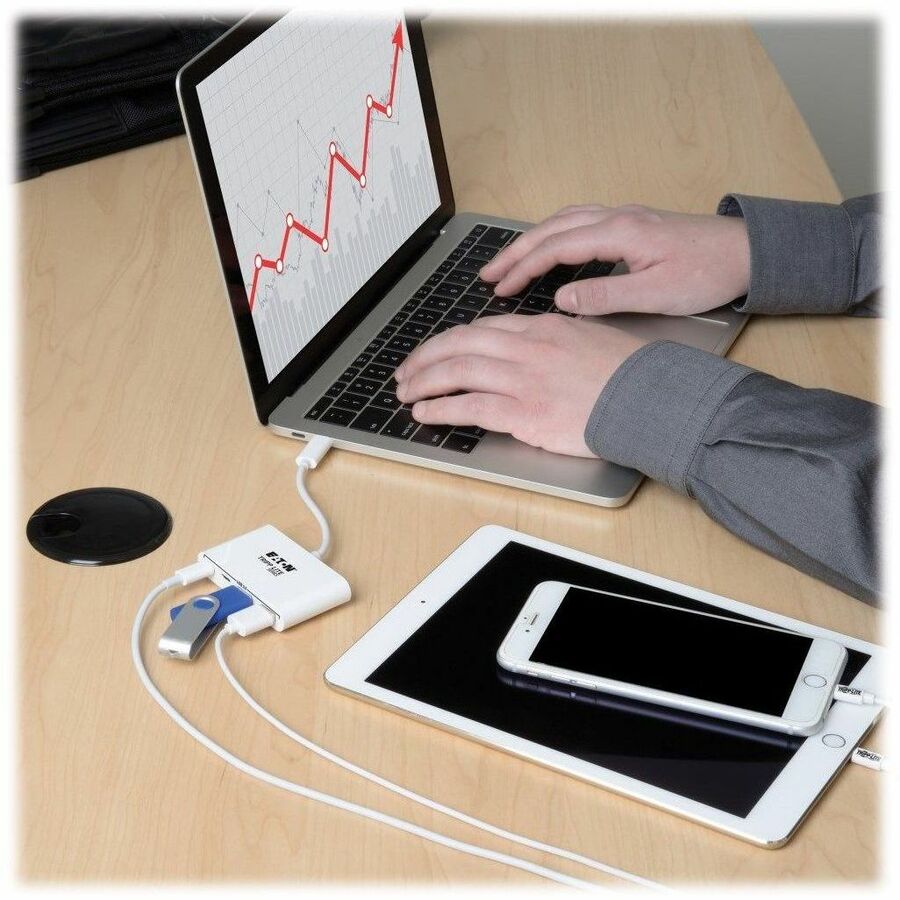 Eaton Tripp Lite Series 4-Port USB-C Hub, USB 3.x (5Gbps), 2x USB-A, 2x USB-C, White U460-004-2A2C