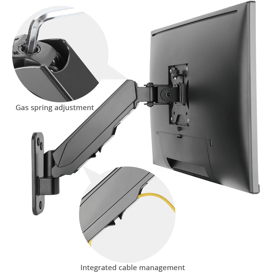 Aluminum Wall Mount Gas Spring Monitor Arm - 17" to 32" CE-MT2K12-S1