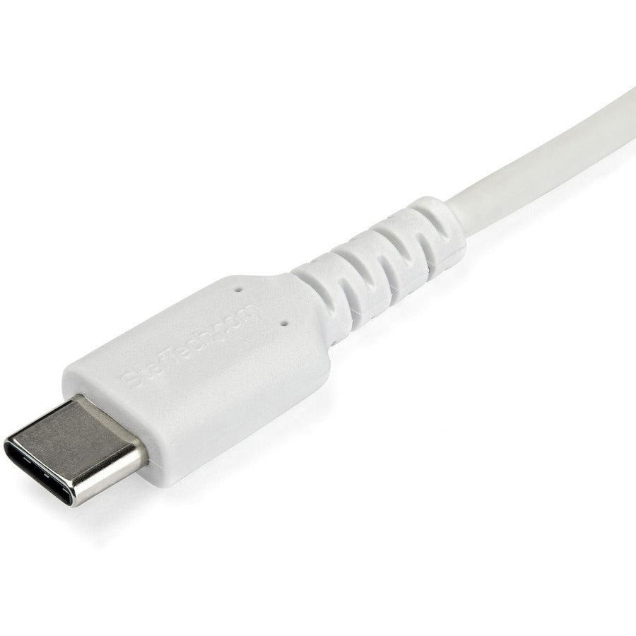 StarTech.com 2m USB C Charging Cable - Durable Fast Charge & Sync USB 2.0 Type C to C Charger Cord - TPE Jacket Aramid Fiber M/M 60W White RUSB2CC2MW