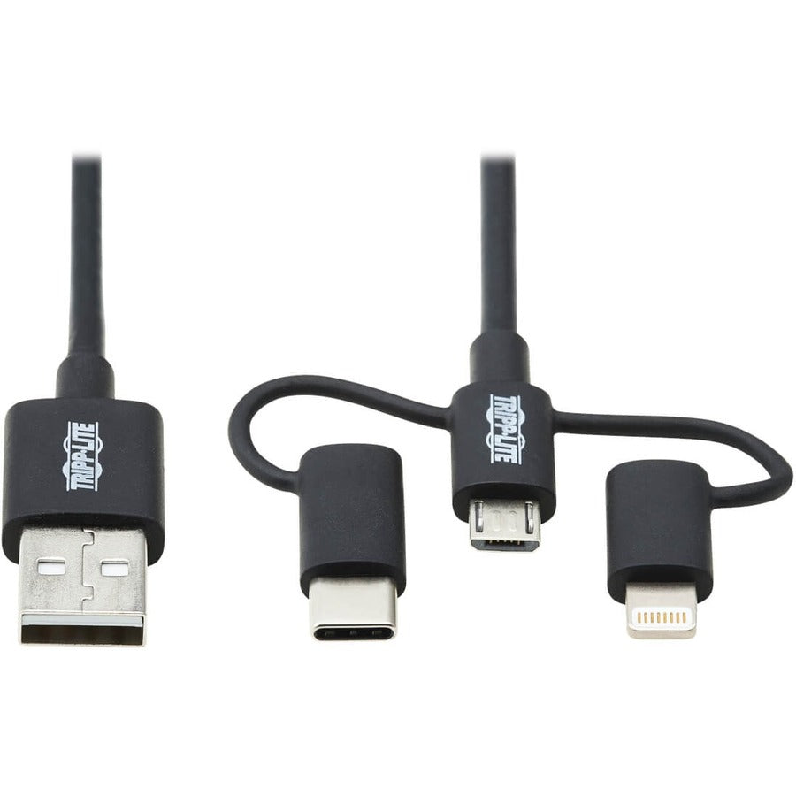 Eaton Tripp Lite Series Universal USB-A to Lightning, USB Micro-B and USB-C Sync/Charge Cable (M/3xM), MFi Certified, Black, 6 ft. (1.8 m) M101-006-LMC-BK
