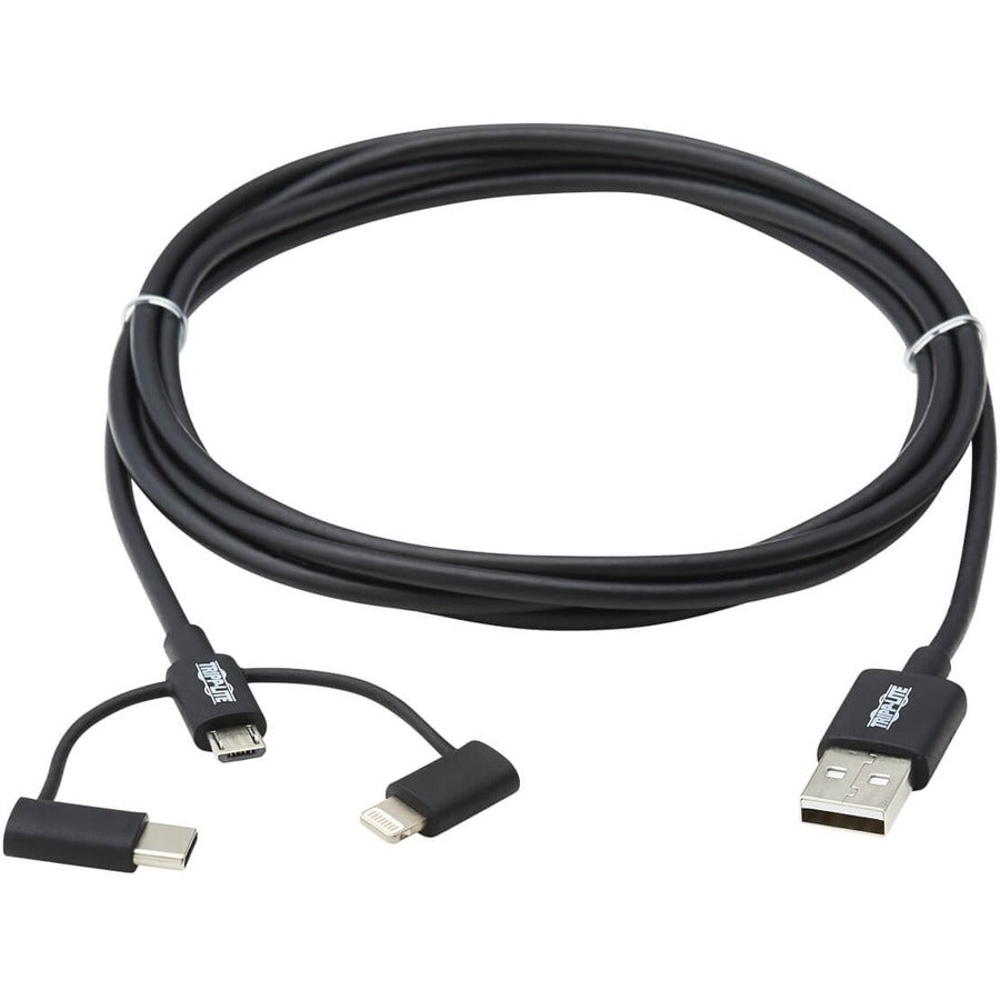 Eaton Tripp Lite Series Universal USB-A to Lightning, USB Micro-B and USB-C Sync/Charge Cable (M/3xM), MFi Certified, Black, 6 ft. (1.8 m) M101-006-LMC-BK
