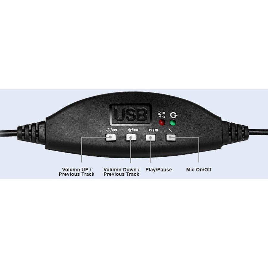Adesso USB Single-Sided Headset with Adjustable Microphone- Noise Cancelling- Mono - USB - Wired - Over-the-head - 6 ft Cable -, Omni-directional Microphone - Black XTREAM P1