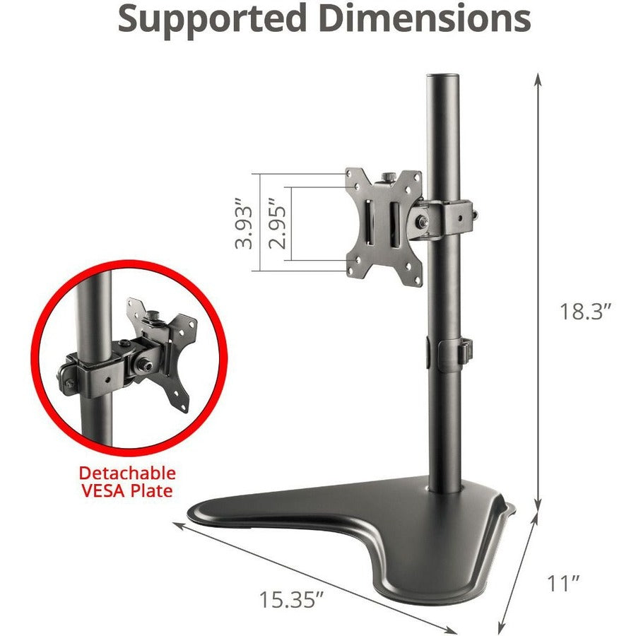 SIIG Height Adjustable Single Monitor Freestanding Desk Stand for 13" to 32" CE-MT3B11-S1