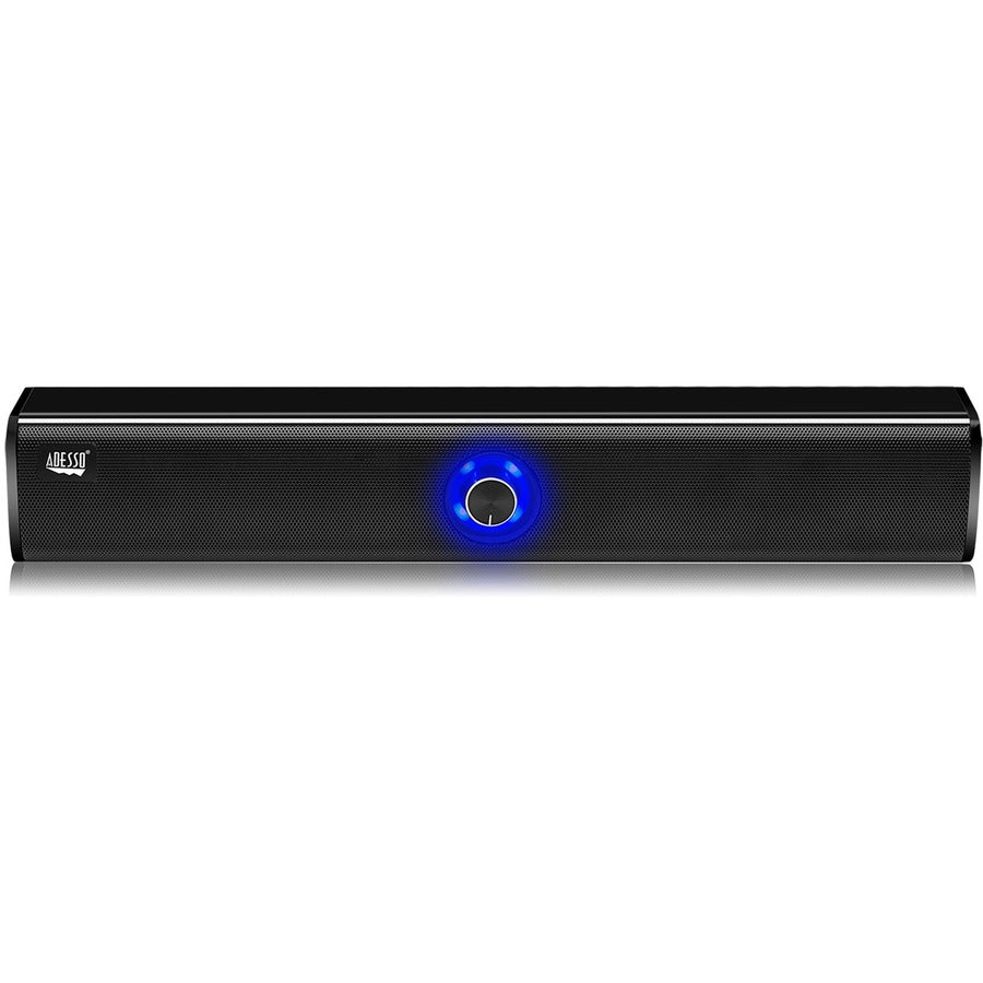 Adesso Xtream S6 Portable Bluetooth & Aux Sound Bar Speaker - 10W x 2 -Black - 3.5mm - Rechargeable Battery - Volume Control Knob - Wired/Wireless XTREAM S6