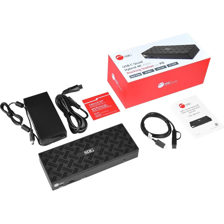 SIIG USB-C Quad Hybrid 4K Video Docking Station with 100W PD JU-DK0Q11-S1