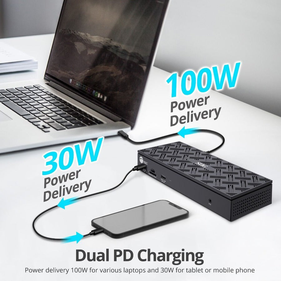 SIIG USB-C Quad Hybrid 4K Video Docking Station with 100W PD JU-DK0Q11-S1