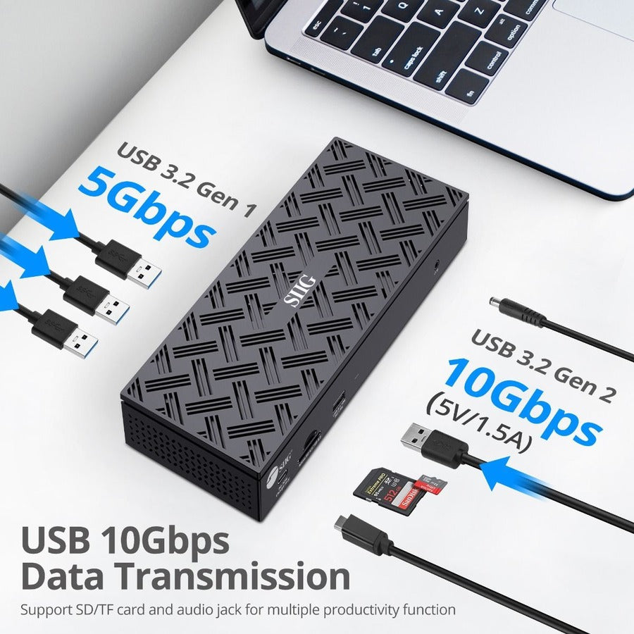 SIIG USB-C Quad Hybrid 4K Video Docking Station with 100W PD JU-DK0Q11-S1