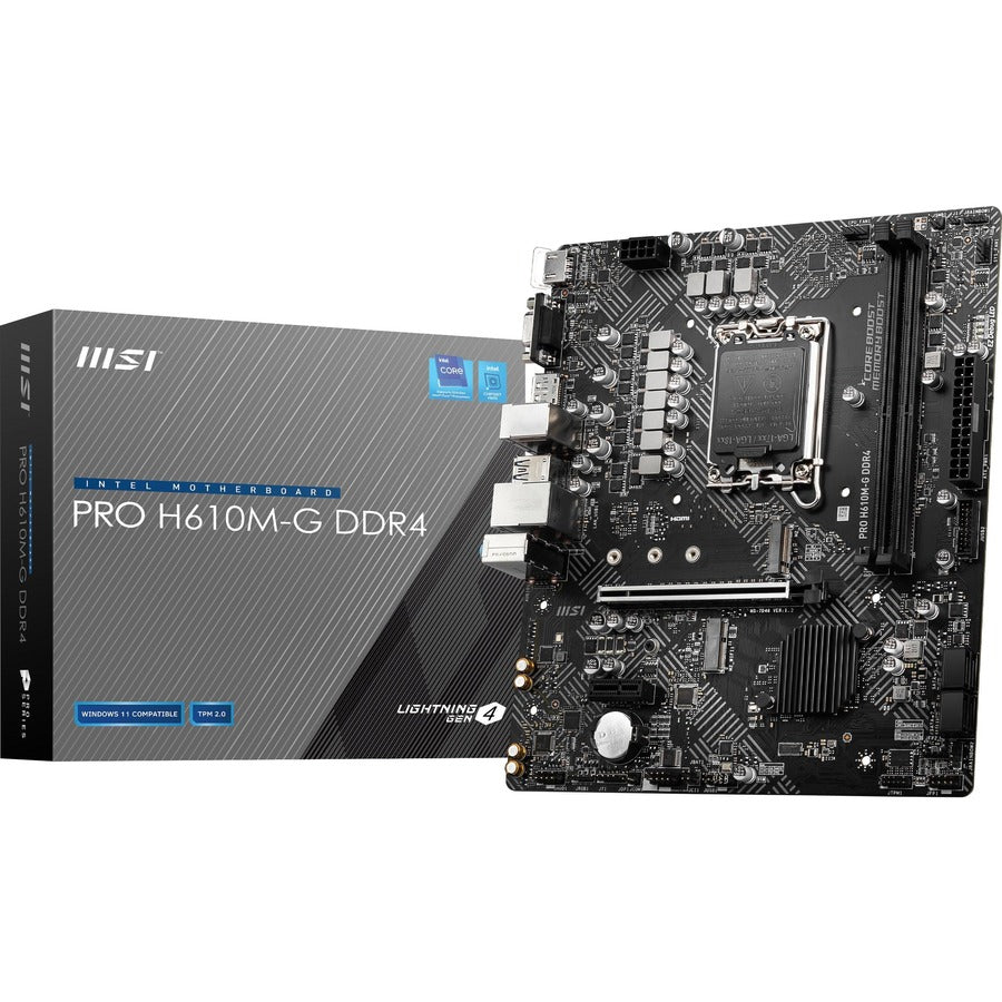 MSI H610M-G DDR4 Desktop Motherboard - Intel H610 Chipset - Socket LGA-1700 - Micro ATX PROH610MGD4