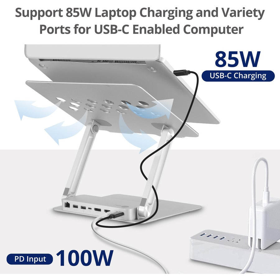 SIIG USB-C Laptop Adjustable Stand w/Dual 4K MST Docking Station CE-MTDK11-S1