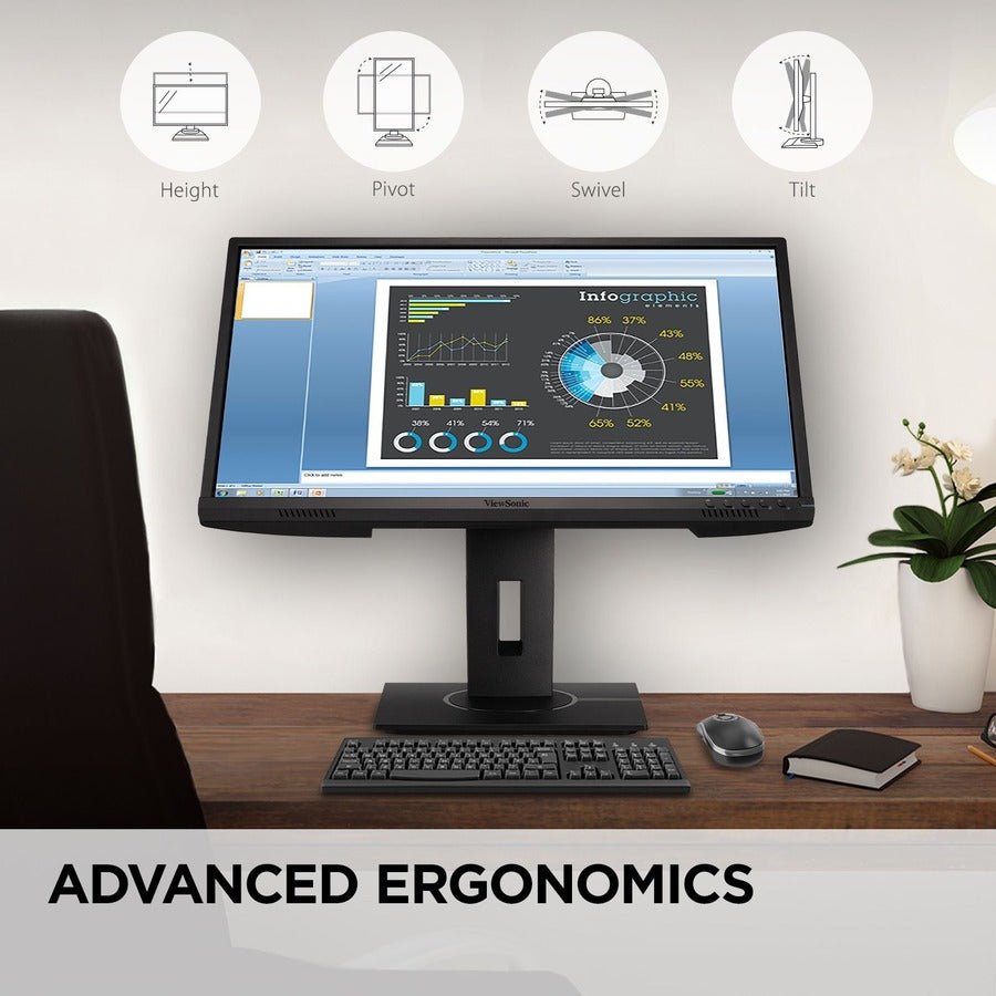 ViewSonic VG2240 22 Inch 1080p Ergonomic Monitor with 100Hz, USB Hub, HDMI, DisplayPort, VGA Inputs for Home and Office VG2240