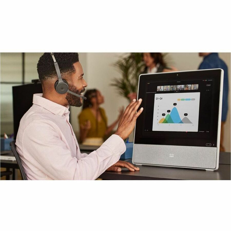 Cisco Dual-Ear, Carbon Black Headset Bundle Certified For Microsoft Teams HS-WL-722Q-BUNA-C
