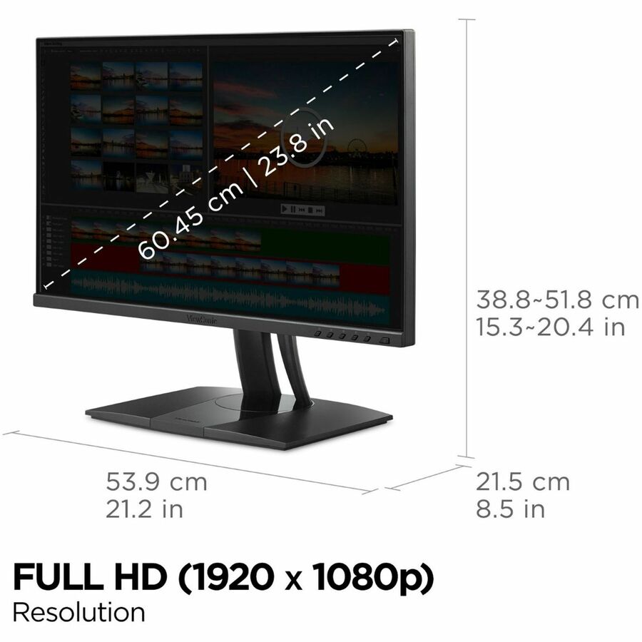 ViewSonic VP2456 24 Inch 1080p IPS Monitor with Ultra-Thin Bezels, Pantone Validated, HDMI, DisplayPort and 60W USB C VP2456
