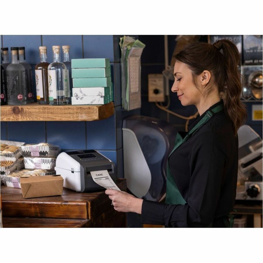 Brother TD-4550DNWBFC Desktop Direct Thermal Printer - Monochrome - Label Print - Fast Ethernet - USB - USB Host - Serial - Bluetooth 4.2 - IEEE 802.11a/b/g/n Wireless LAN - With Cutter TD4550DNWBFC