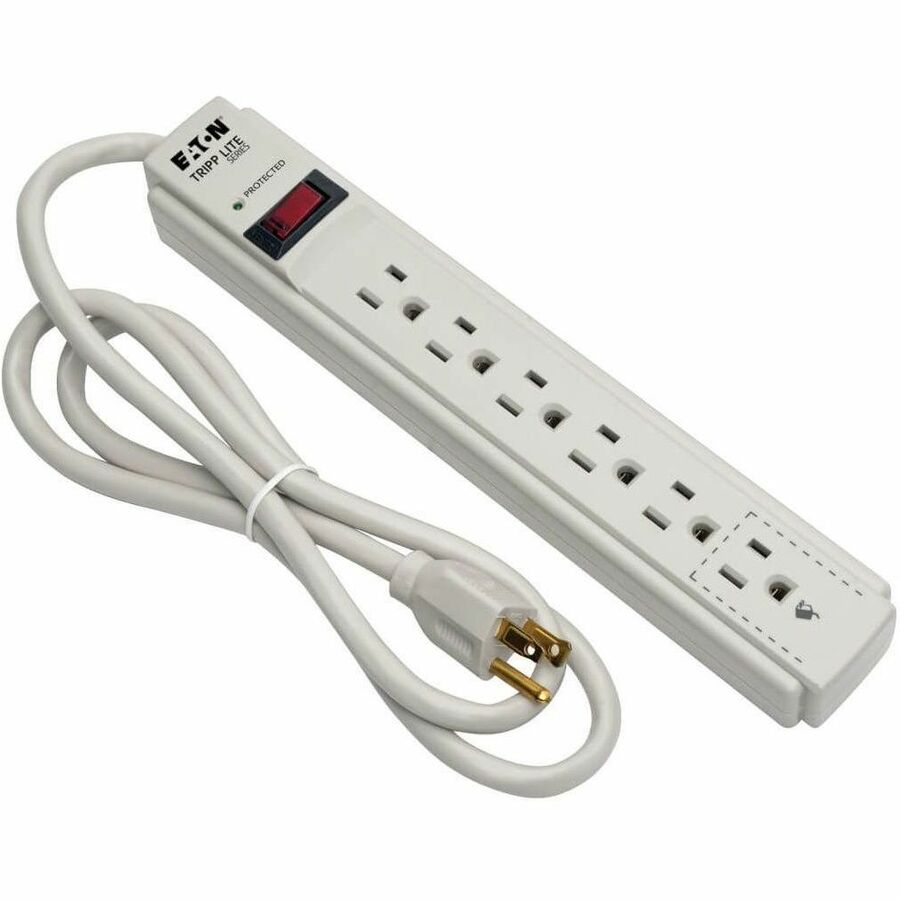Eaton Tripp Lite Series Protect It! 6-Outlet Surge Protector, 4 ft. (1.22 m) Cord, 790 Joules, Diagnostic LED, Light Gray Housing TLP604