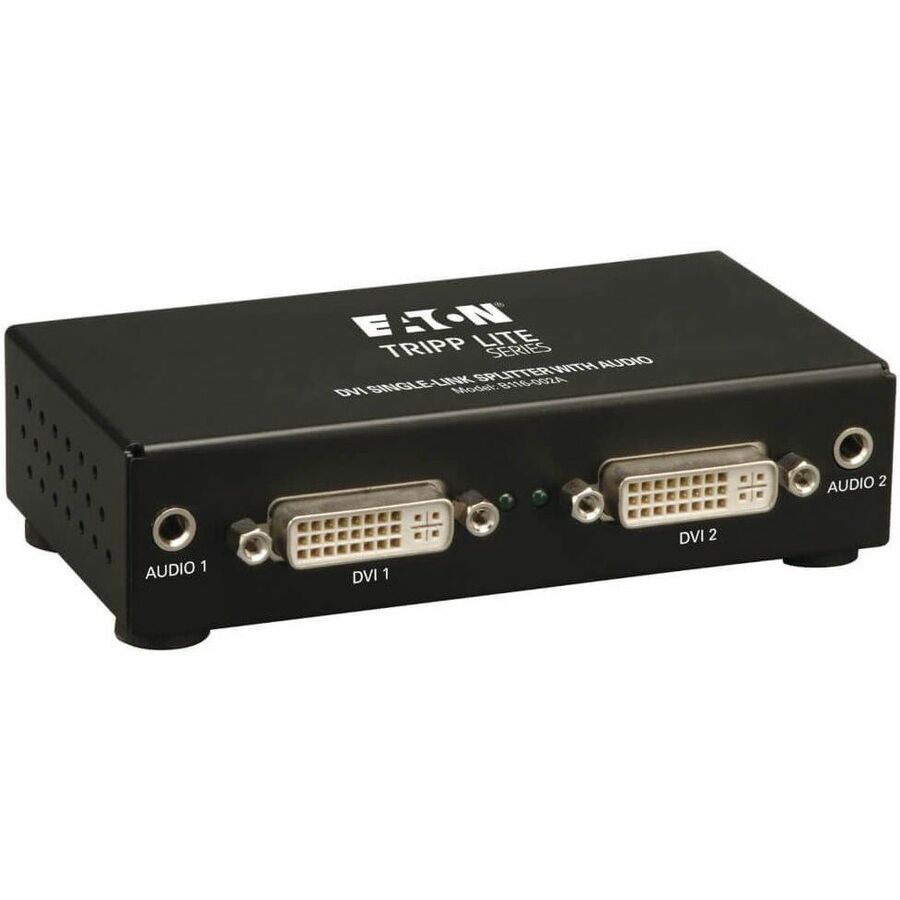 Eaton Tripp Lite Series 2-Port DVI Splitter with Audio and Signal Booster, Single-Link 1920x1200 at 60Hz/1080p (DVI F/2xF), TAA B116-002A