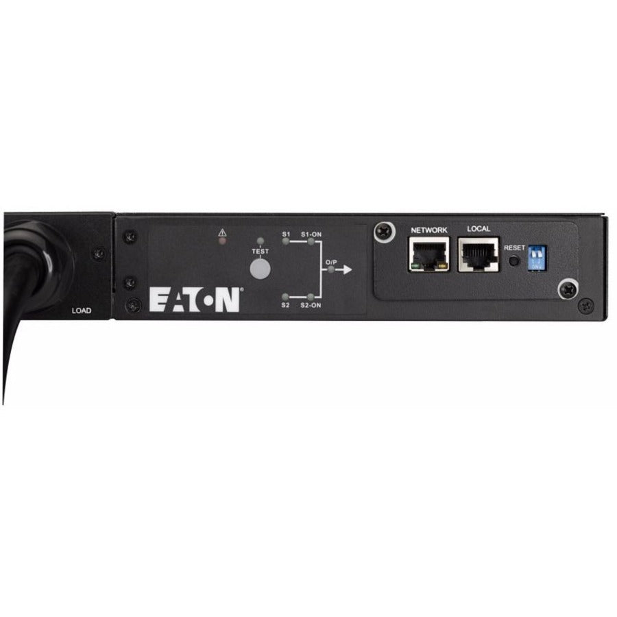 Eaton ATS rack PDU, 1U, (2) L6-20P, (2) C20 input, 3.33 kW max, 200-240V, 16A, 8 ft cord, Single-phase, Outlets: (8) C13, (1) C19 EATS220
